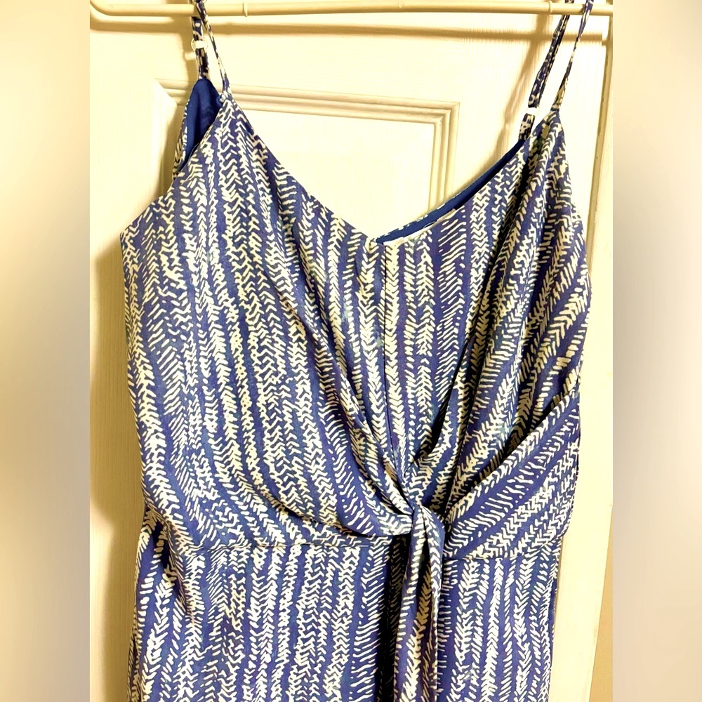 Blue and White Patterned Romper